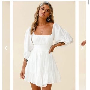 OFF-SHOULDER TIE-UP BACK DRESS WHITE